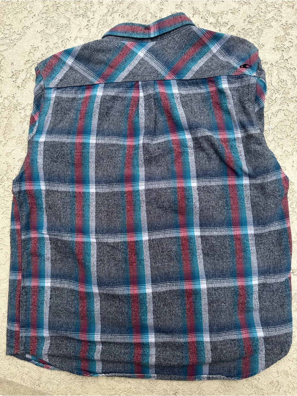 Men's Casual Plaid Button-Down Shirt - Blue, Teal & Red - Picture 4 of 4